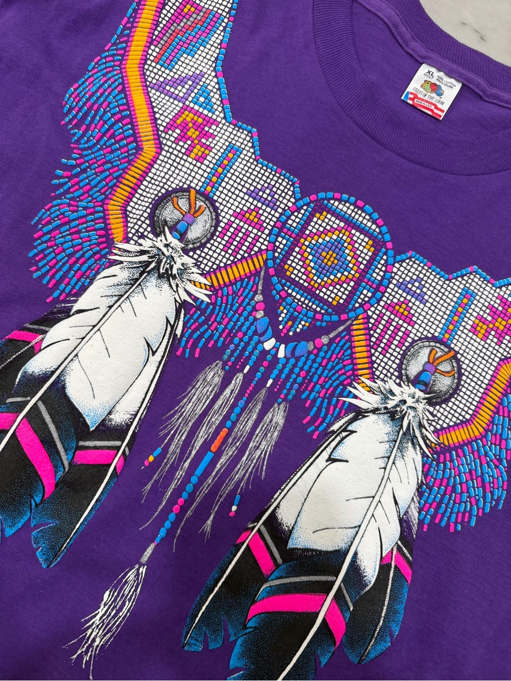 Fruit of the Loom Purple Tee with Dreamcatcher Feather Graphic